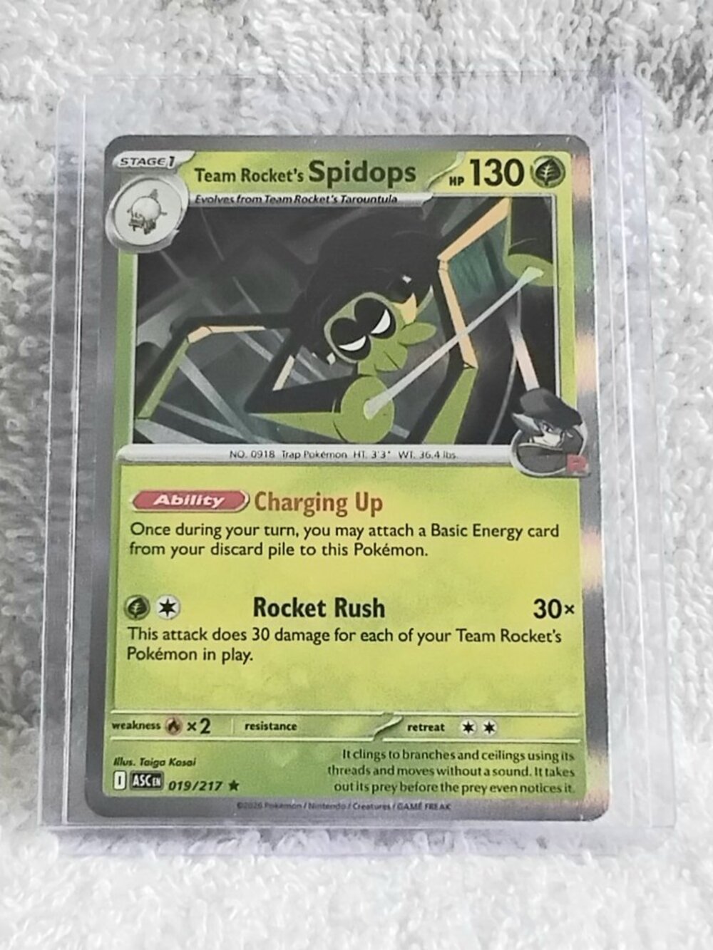 Mint 2026 Pokemon Team Rocket's Spidops Rare ☆ Holo Card 019/217!!